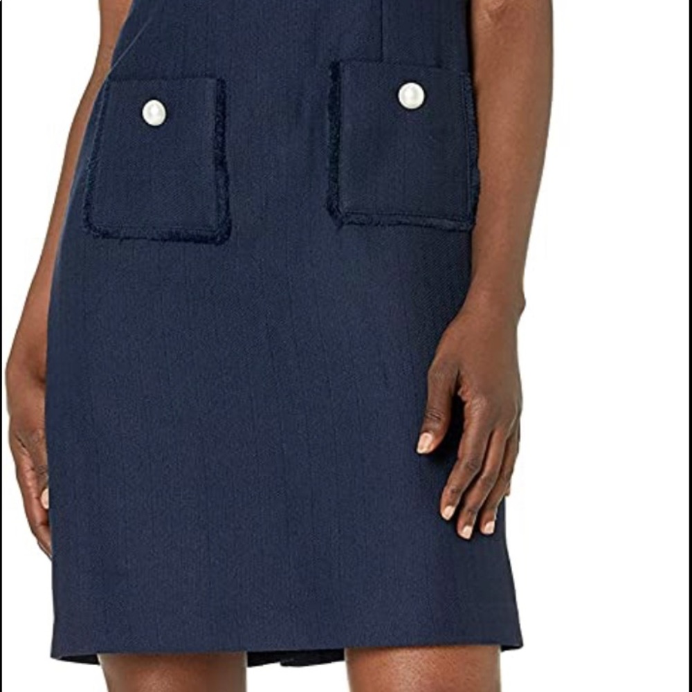 NWOT Karl Lagerfeld Paris Navy Textured Dress - Picture 4 of 12